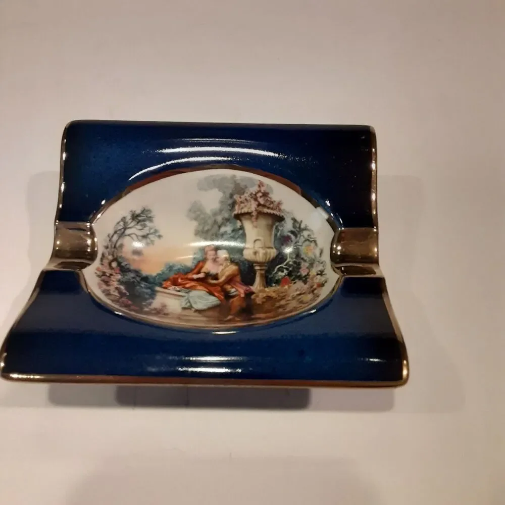 Vintage Carlton Ware England Ashtray Cobalt Hand Crafted Old English